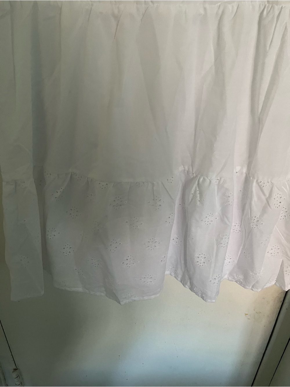 Tiered Eyelet V-Neck Tunic Dress in White - Picture 6 of 6